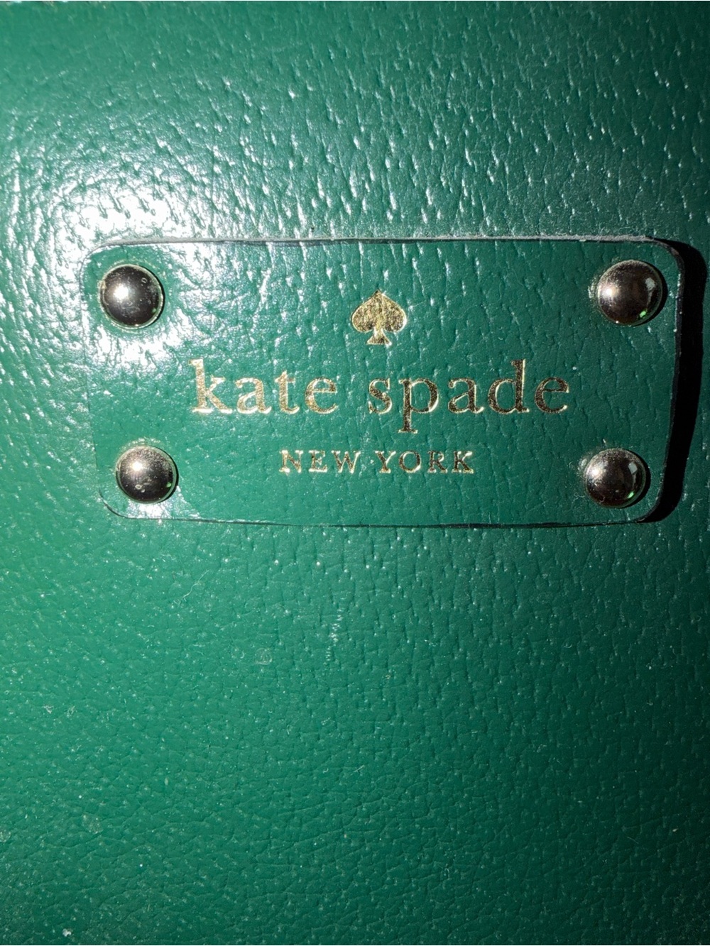 kate spade Green Leather Tote with KS glasses key fob included
